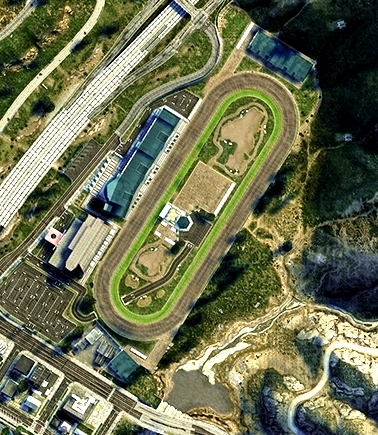 Satellite view of Vinewood Racetrack.
