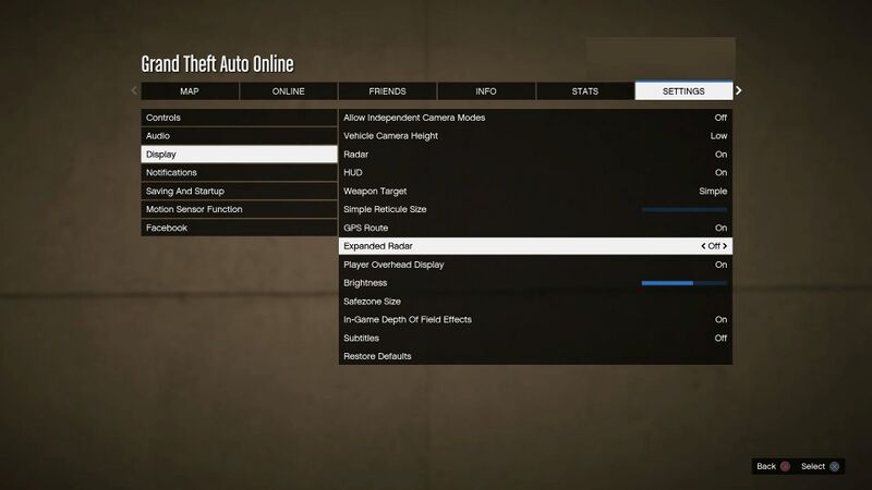파일:Radar GTAVe Online Options.jpg