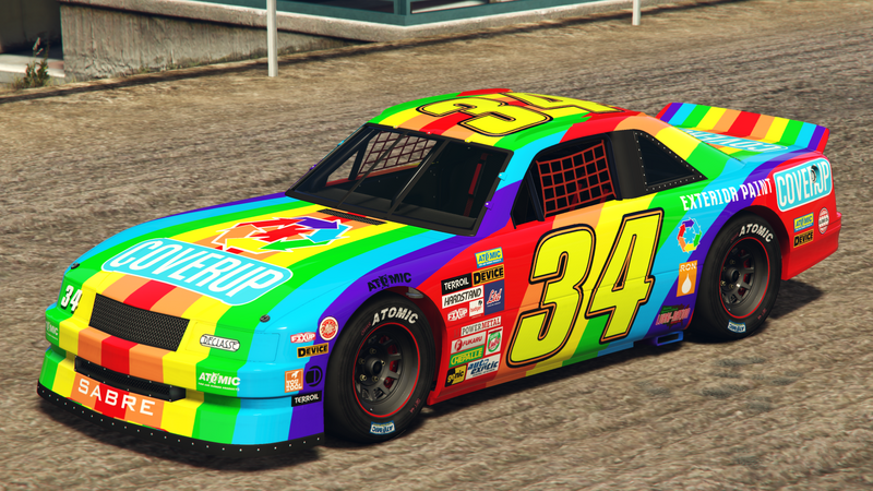 파일:HotringSabre-GTAO-Liveries-34-CoverUpPaints-Red-FrontQuarter.png