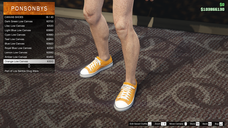 파일:LosSantosDrugWars-GTAOe-MaleShoes-CanvasShoes45-OrangeLowCanvas.png