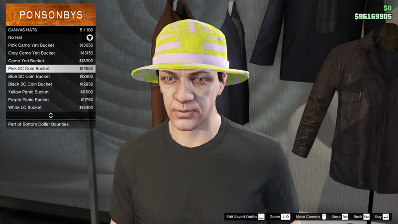 파일:BottomDollarBounties-GTAOe-MaleHats-CanvasHats4-PinkSCCoinBucket.png