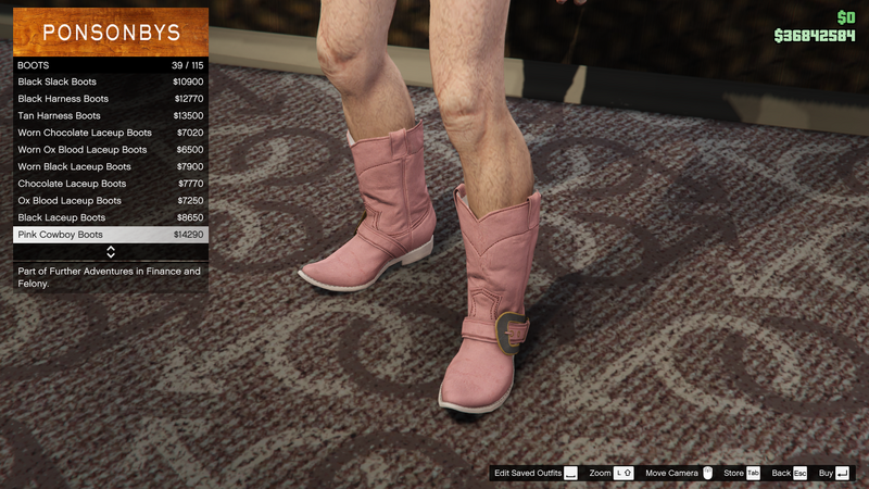 파일:FurtherAdventuresinFinanceandFelony-GTAO-MaleShoes-Boots1-PinkCowboyBoots.png