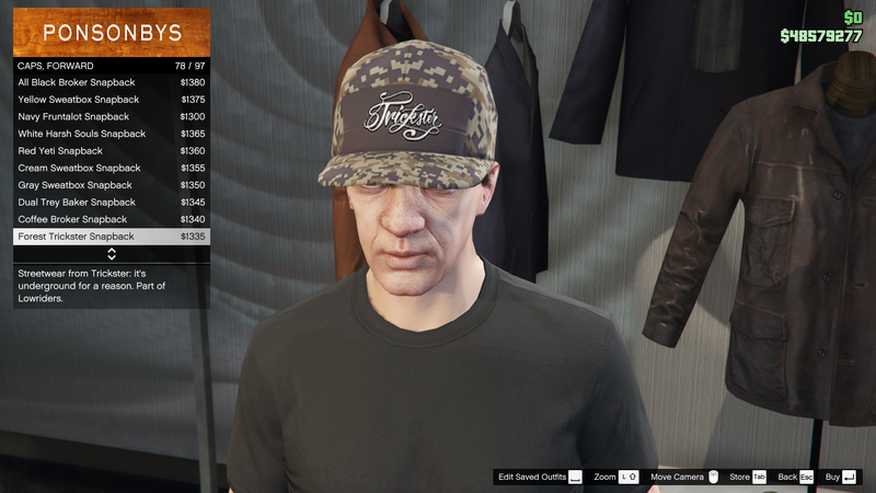 파일:Lowriders-GTAO-MaleHats-Caps11-ForestTricksterSnapback.png