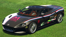 GTA 온라인의 더치 모터 마켓 상징이 적용된 네오. (후측면)