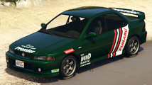 후카루 레이싱 상징이 적용된 GTA 온라인의 술탄 클래식. 헤드 라디오 로고가 포함되어 있습니다.