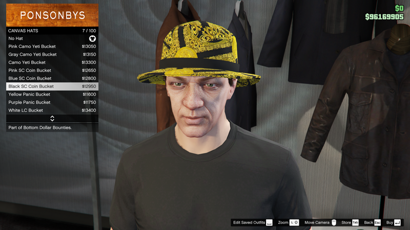 파일:BottomDollarBounties-GTAOe-MaleHats-CanvasHats6-BlackSCCoinBucket.png