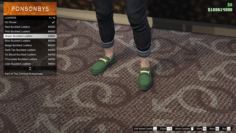 파일:TheCriminalEnterprises-GTAOe-FemaleShoes-Loafers3-GreenBuckledLoafers.png