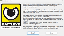 GTA V 설치 시 나타나는 BattlEye 설치 안내 메시지.