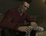 GTA IV의 Do You Have Protection? 미션에서 체렌코프 보드카를 든 미하일 파우스틴.
