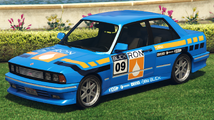 GTA Online의 Ron Racer(론 레이서) 리버리가 적용된 센티넬 클래식. (후측면 보기)