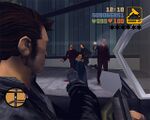 GTA III에서 야쿠자 무리를 사살하는 클로드.