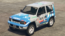 Grand Theft Auto 온라인에 등장하는 The Fellowship of The Rally 상징이 적용된 MonstroCiti. (후측면 보기)