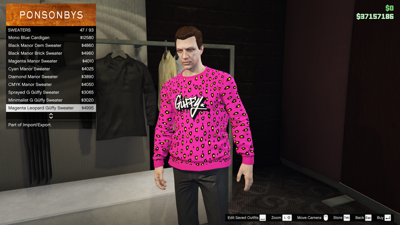 파일:ImportExport-GTAO-MaleTops-Sweaters9-MagentaLeopardGüffySweater.png