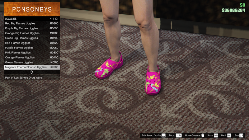 파일:LosSantosDrugWars-GTAOe-FemaleShoes-Ugglies40-MagentaEnemaFlourishUgglies.png