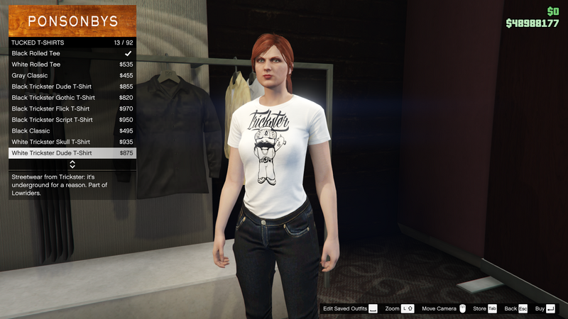 파일:Lowriders-GTAO-FemaleTops-TuckedTShirts8-WhiteTricksterDudeTShirt.png