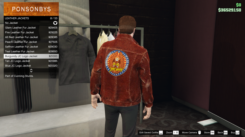 파일:CunningStunts-GTAO-MaleTops-LeatherJackets1-BurgundyJCLogoJacket.png