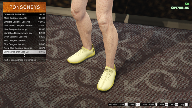 파일:SanAndreasMercenaries-GTAOe-MaleShoes-DesignerSneakers15-LemonDesignerLaceUp.png