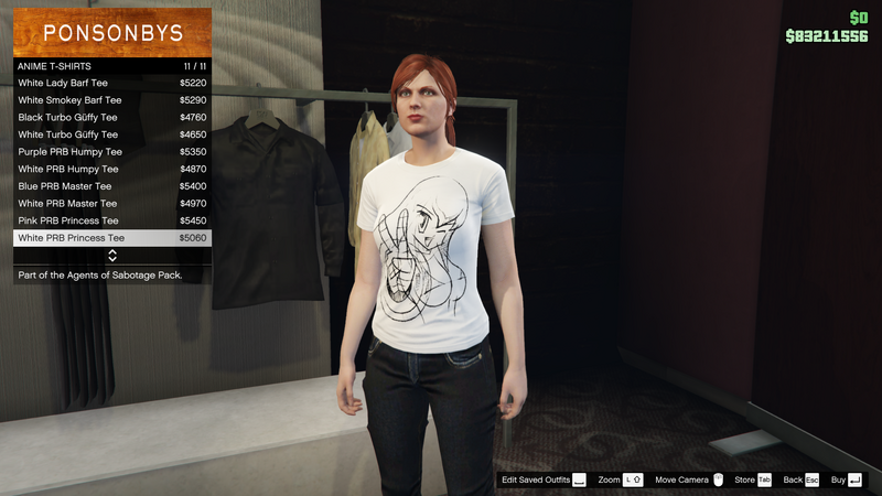 파일:AgentsofSabotage-GTAOe-FemaleTops-AnimeTShirts11-WhitePRBPrincessTee.png