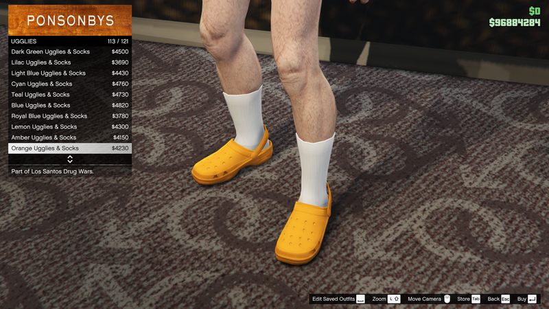 파일:LosSantosDrugWars-GTAOe-MaleShoes-Ugglies112-OrangeUgglies&Socks.png