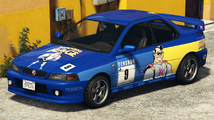 GTA 온라인의 임포턴트 레이지 상표가 적용된 술탄 RS 클래식. (후방 쿼터 뷰)