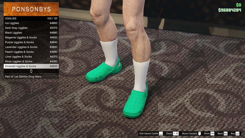 파일:LosSantosDrugWars-GTAOe-MaleShoes-Ugglies102-EmeraldUgglies&Socks.png