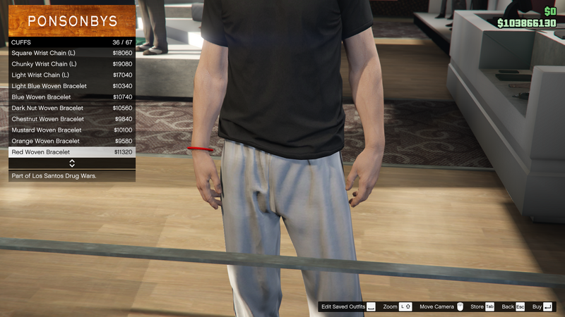 파일:LosSantosDrugWars-GTAOe-MaleAccessories-Cuffs16-RedWovenBracelet.png