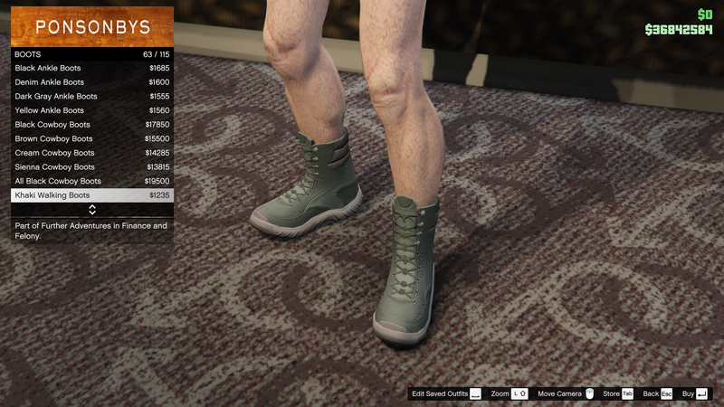 파일:FurtherAdventuresinFinanceandFelony-GTAO-MaleShoes-Boots17-KhakiWalkingBoots.png