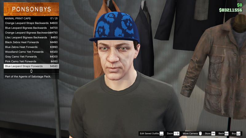 파일:AgentsofSabotage-GTAOe-MaleHats-AnimalPrintCaps16-BlueLeopardStrapzForwards.png