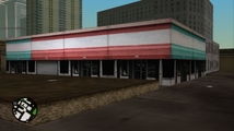간판이 사라진 상태의 Grand Theft Auto: Vice City Stories 속 본점 위치.