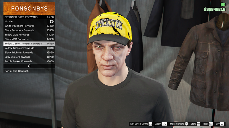 파일:TheContract-GTAOe-MaleHats-DesignerCaps5-YellowCamoTrickster.png