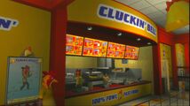 Cluckin' Bell 카운터와 왼쪽에 있는 피규어.