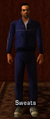 토니 시프리아니가 Grand Theft Auto: Liberty City Stories에서 짙은 파란색 트랙슈트를 착용한 모습.