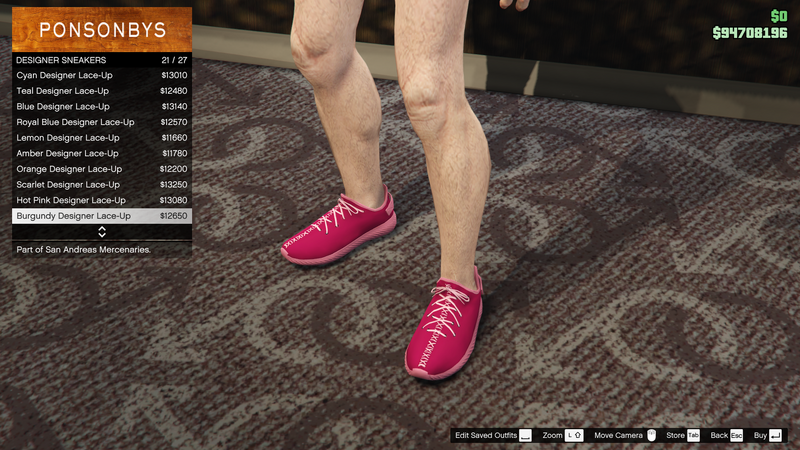 파일:SanAndreasMercenaries-GTAOe-MaleShoes-DesignerSneakers20-BurgundyDesignerLaceUp.png