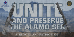 옹호 단체 알라모 해의 아들들의 광고판.