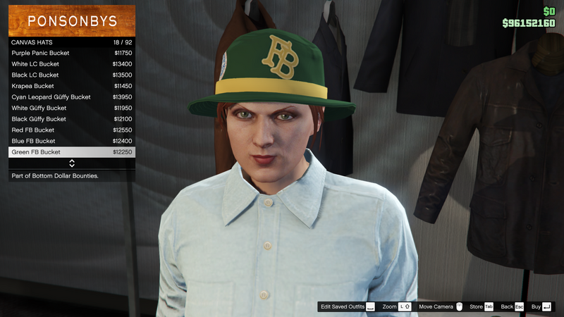 파일:BottomDollarBounties-GTAOe-FemaleHats-CanvasHats17-GreenFBBucket.png