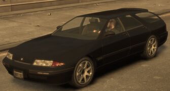 솔리드 선루프 패널과 후면 스포일러가 있는 스트라텀의 "트윈 터보" 변형. (후면 쿼터 뷰)