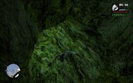바위를 지나 물속으로 잠수하는 칼.