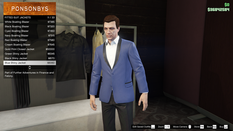 파일:FurtherAdventuresinFinanceandFelony-GTAO-MaleTops-FittedSuitJackets4-BlueShinyJacket.png