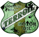 플라이휠 개러지에서 볼 수 있는 빈티지 Terroil 로고.