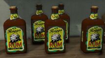 롭스 리커 내부에 있는 Ragga Rum 병들.