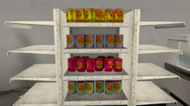 GTA: San Andreas의 24/7 매장에 있는 Bitch'n' Dog Food 캔. 모든 캔에는 "고양이 맛 말 눈꺼풀"이 들어있다고 표기되어 있습니다.