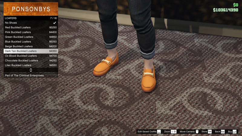 파일:TheCriminalEnterprises-GTAOe-FemaleShoes-Loafers6-DarkTanBuckledLoafers.png