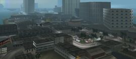 Grand Theft Auto: Vice City에서 바라본 리틀 아이티의 북동쪽 전경.