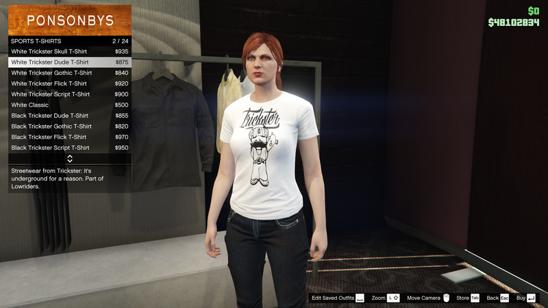 파일:Lowriders-GTAO-FemaleTops-SportsTShirts2-WhiteTricksterDudeTShirt.png