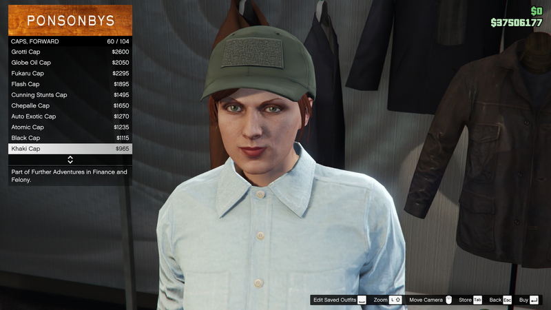 파일:FurtherAdventuresinFinanceandFelony-GTAO-FemaleHats-Caps2-KhakiCap.png