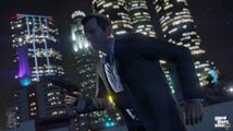 로스 산토스 다운타운 오른쪽에 보이는 아카디우스 비즈니스 센터. (Xbox One & PlayStation 4)