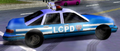 1990년대 NYPD 색상 조합과 낮은 차체를 특징으로 하는 GTA III의 초기 프로토타입 경찰차.