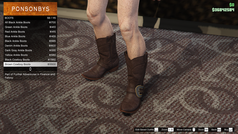 파일:FurtherAdventuresinFinanceandFelony-GTAO-MaleShoes-Boots13-BrownCowboyBoots.png
