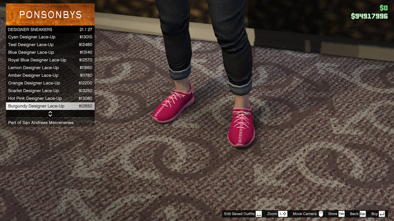 파일:SanAndreasMercenaries-GTAOe-FemaleShoes-DesignerSneakers20-BurgundyDesignerLaceUp.png