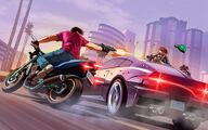 GTA 온라인 박스 아트에 실린 차량 총격전